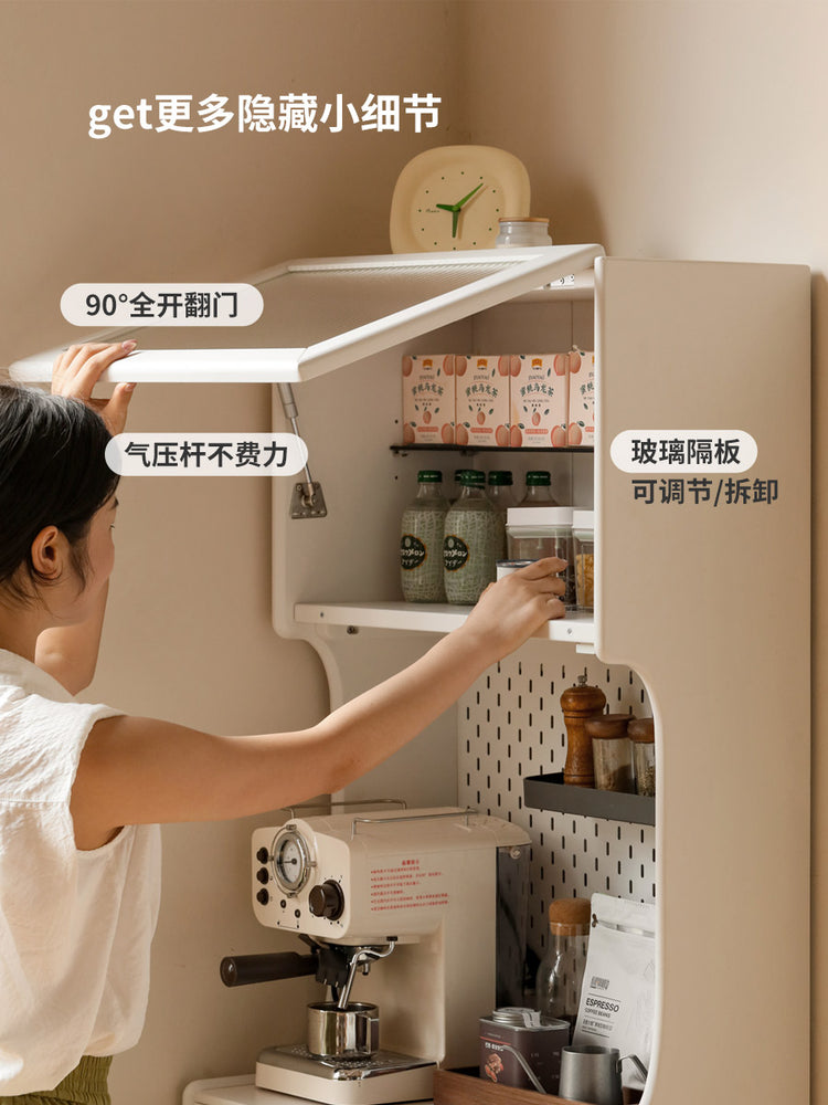 实木餐边柜白色夹缝窄柜奶油风茶水柜小户型角落收纳置物