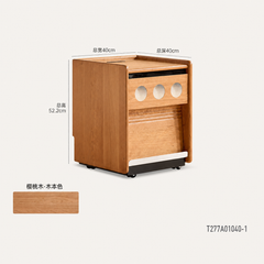 【10-Day Pre-order】Modern Minimalist Solid Wood Bedside Table, Multifunctional Cherry Wood Bedroom Storage Cabinet with Casters