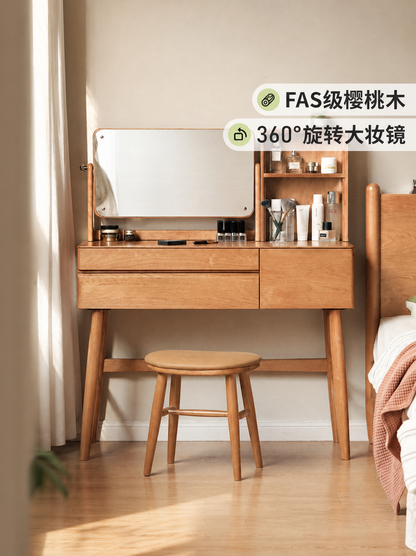 实木化妆桌卧室北欧简约樱桃木梳妆台日式带化妆镜化妆台