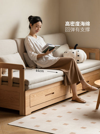 全实木沙发床折叠两用简约坐卧伸缩床小户型客厅储物沙发