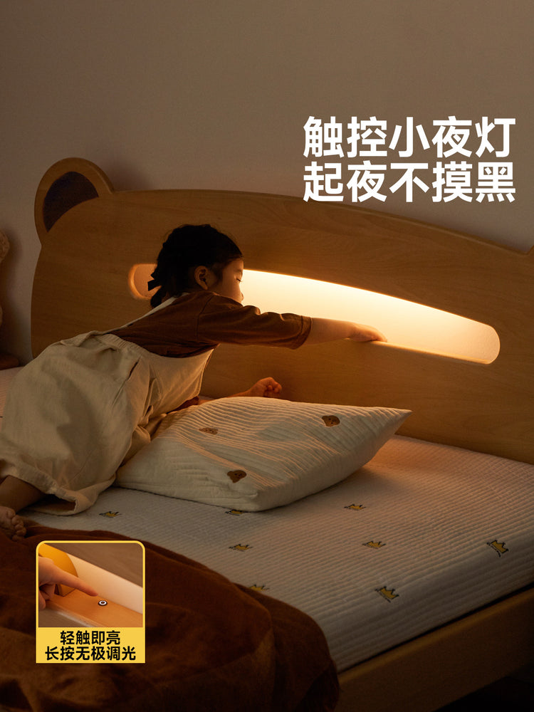 实木儿童床卧室男孩女孩多功能带灯储物单人床卡通小熊床