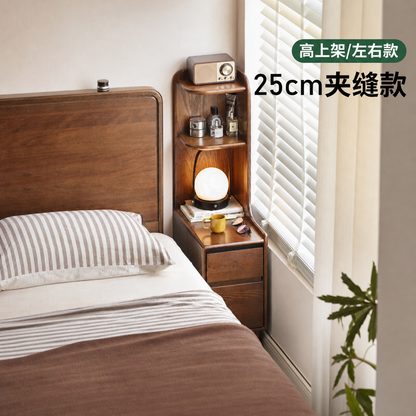 实木床头柜现代简约胡桃色储物柜卧室小户型置物柜