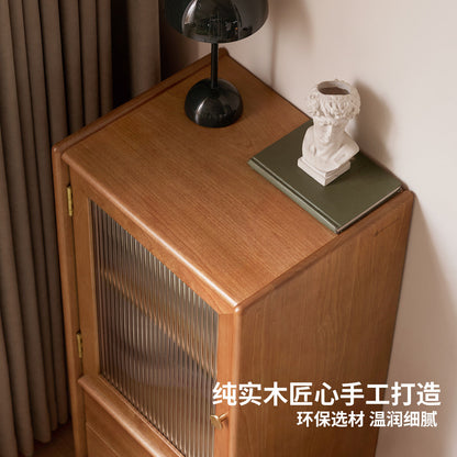 实木电视柜边柜樱桃木收纳柜客厅日式复古储物柜电视立柜