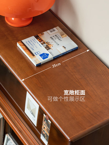 实木边柜法式复古收纳储物柜客厅中古展示柜翻门书柜