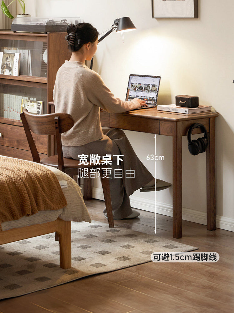 实木书桌书房现代简约带抽办公桌小户型橡木写字桌