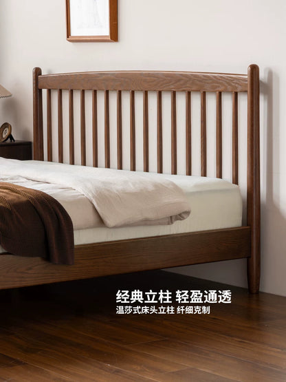 实木床现代简约橡木温莎床卧室小户型双人床1米8大床