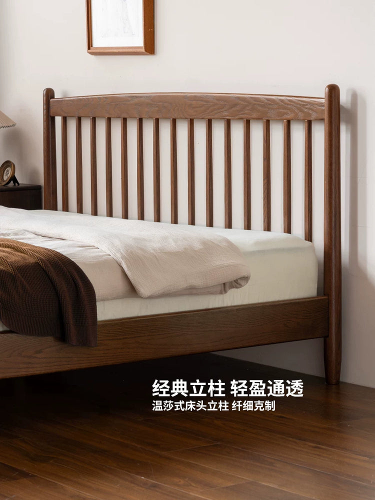 实木床现代简约橡木温莎床卧室小户型双人床1米8大床