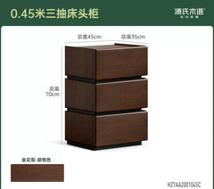 实木床头柜意式轻奢储物柜卧室灰色收纳柜黑胡桃木小柜子