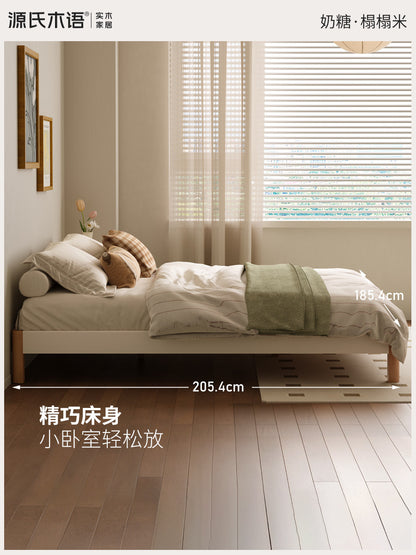 实木床现代简约无床头榻榻米床小户型北欧卧室家具白色床