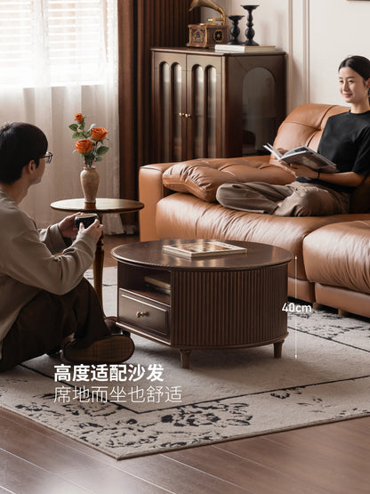 实木客厅美式复古圆几法式中古边几组合茶几茶桌茶台