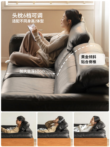 实木现代简约黑鲸樱桃木沙发客厅高靠背真皮沙发