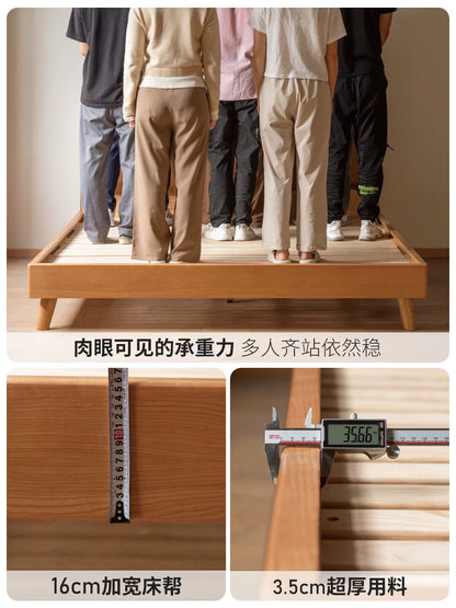 实木床复古樱桃木真皮软包床卧室大床软包双人床1.5米床