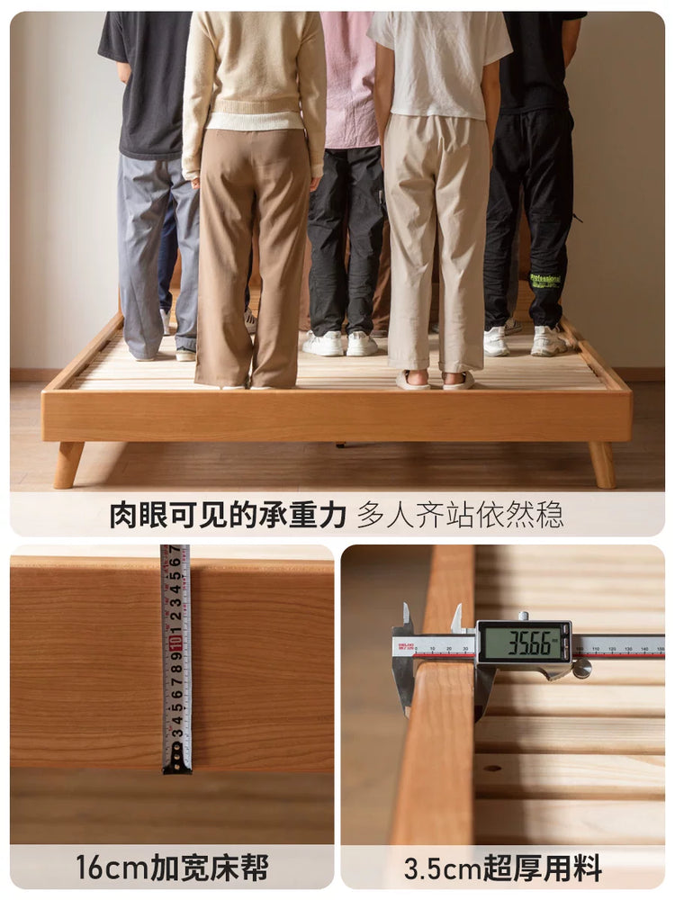 实木床复古樱桃木真皮软包床卧室大床软包双人床1.5米床