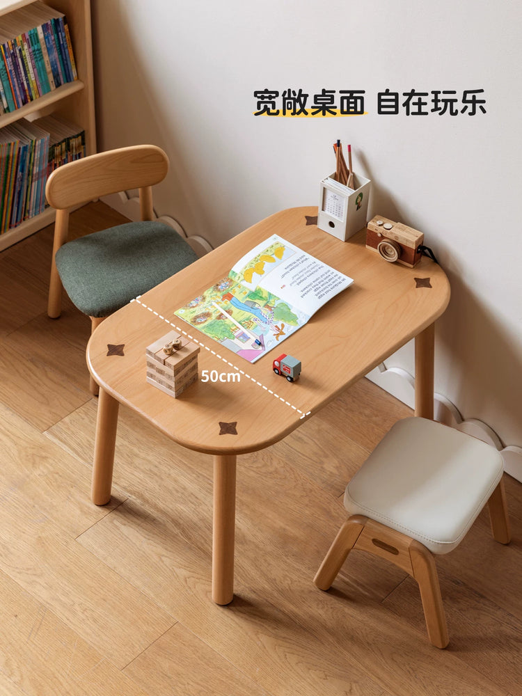 全实木儿童蒙氏手工桌阅读学习桌学生写字桌玩具桌小桌子