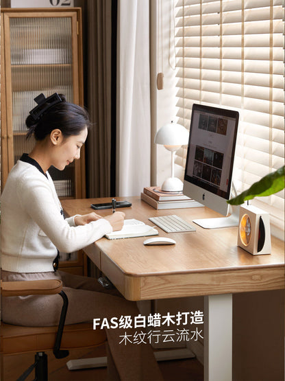实木书桌白蜡木简约电动升降桌书房现代办公桌电脑桌