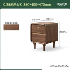 【预售15天】实木床头柜简约床边柜卧室带锁抽屉储物柜黑胡桃木家具