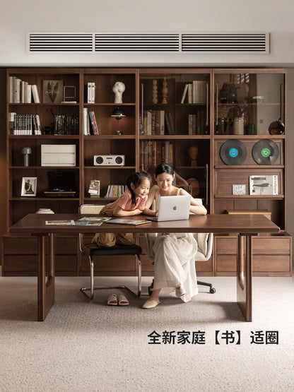 实木组合书房简约储物柜收纳柜展示柜卡座书柜