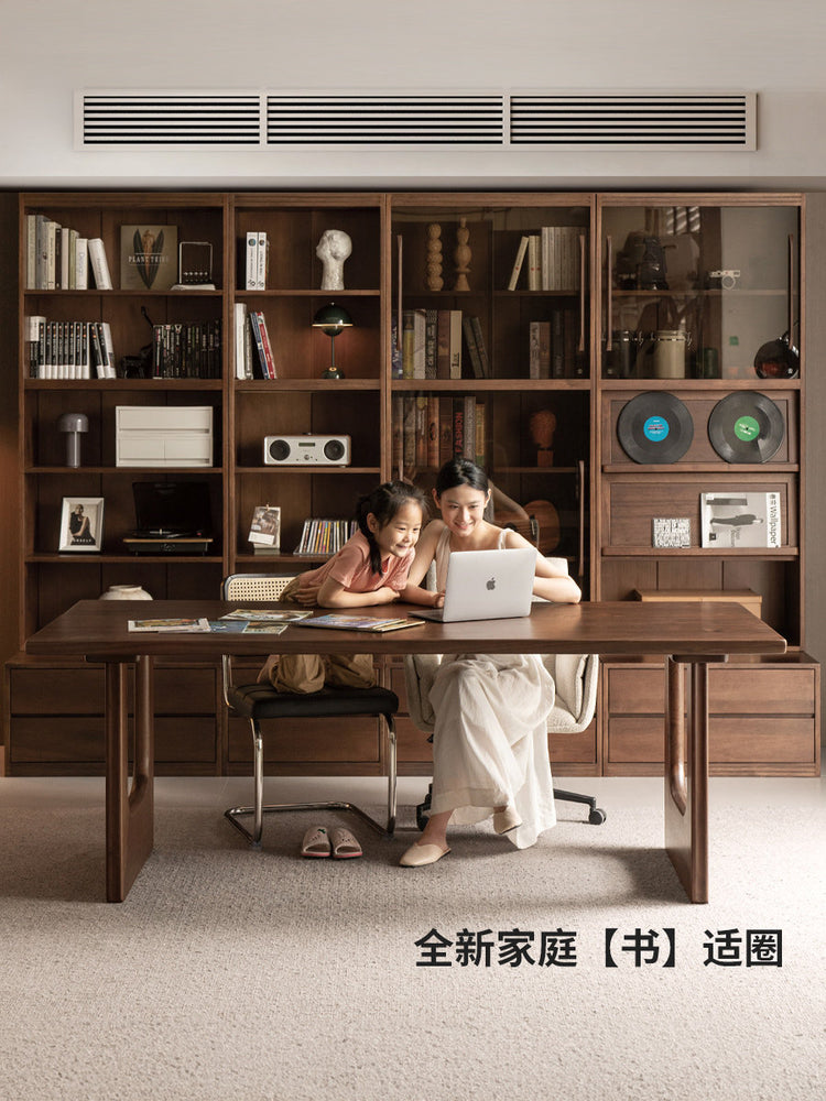 实木组合书房简约储物柜收纳柜展示柜卡座书柜