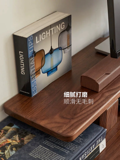 实木台电脑显示器增高架桌面收纳垫高底座原木置物架