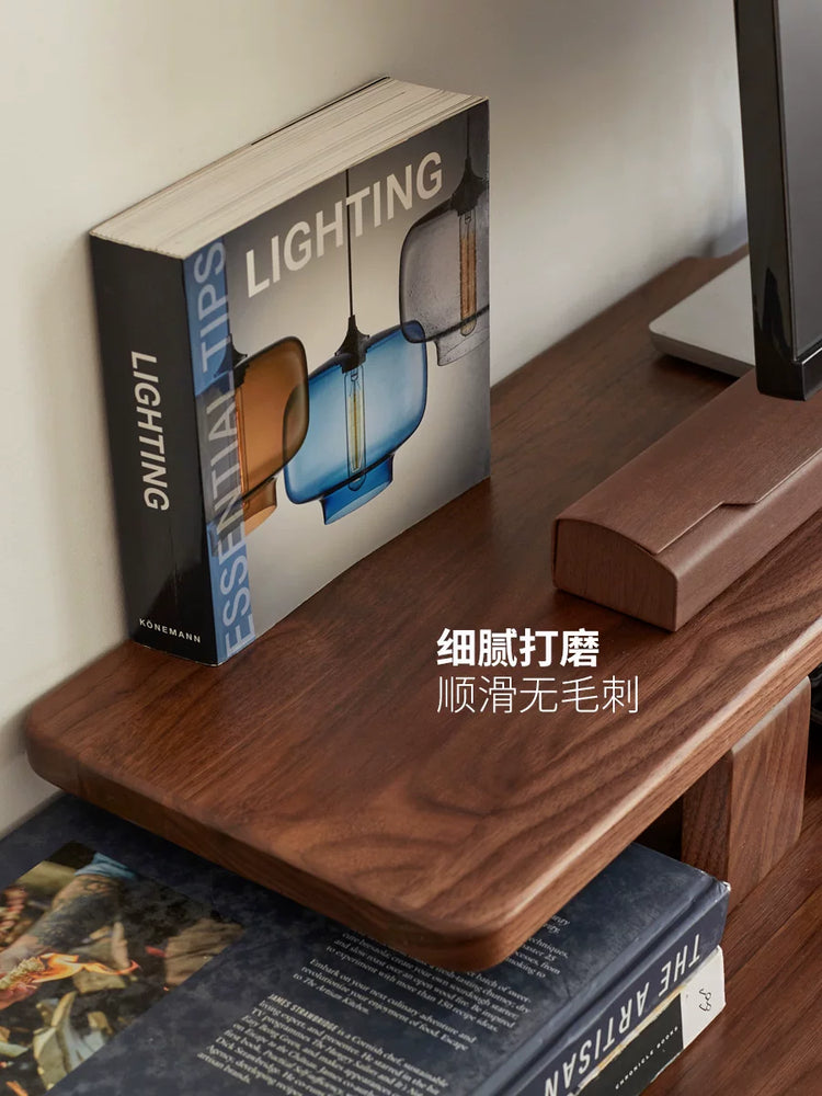 实木台电脑显示器增高架桌面收纳垫高底座原木置物架