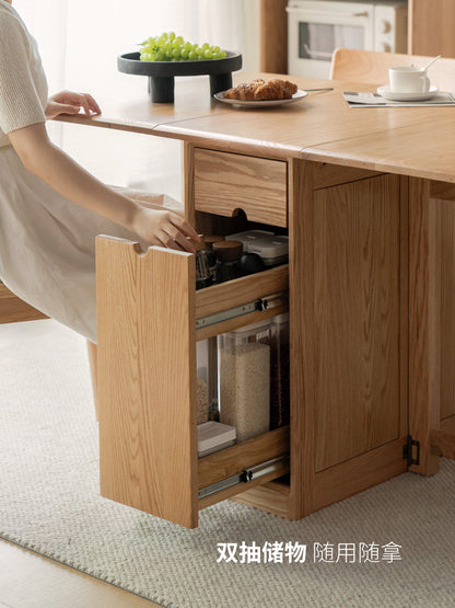 大板实木原木折叠餐桌简易储物桌子小户型伸缩饭桌