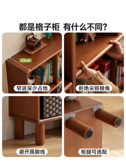 实木儿童书柜落地靠墙置物架复古书架自由组合格子柜