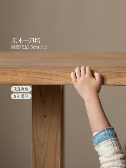 实木餐桌餐厅侘寂风原木大板桌简约吃饭桌工作台长桌