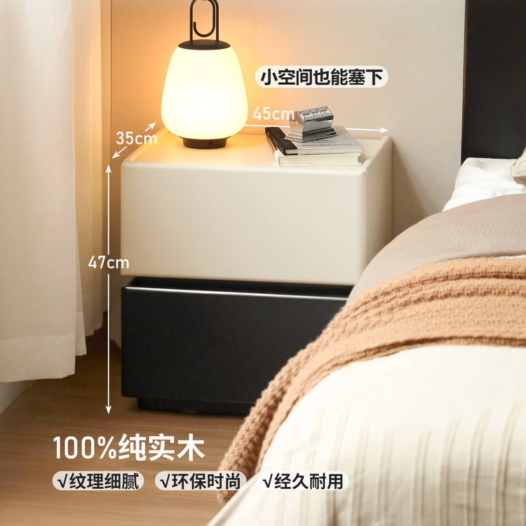 实木床头柜现代简约黑色卧室收纳柜白色储物柜