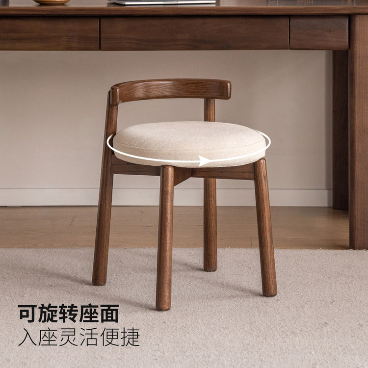 实木旋转凳子现代简约软包化妆凳橡木圆凳靠背小板凳