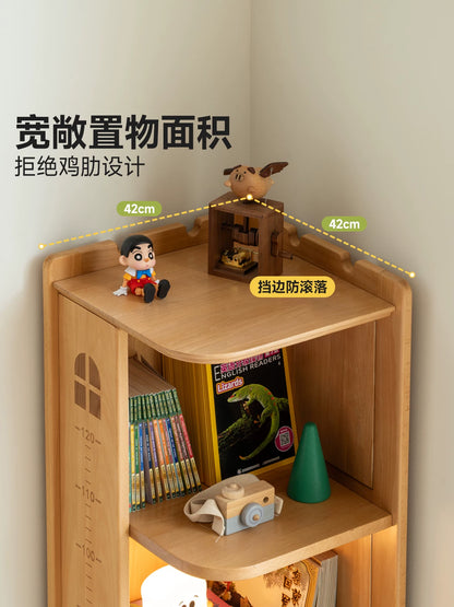 实木儿童转角书柜书房落地墙角置物柜学生多层收纳柜