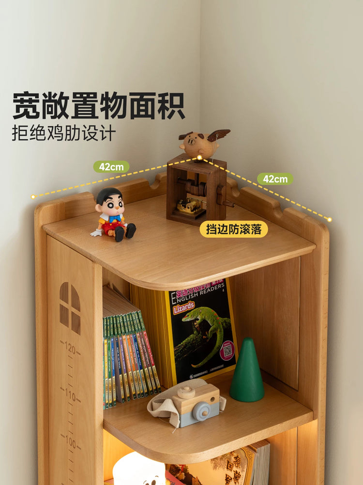实木儿童转角书柜书房落地墙角置物柜学生多层收纳柜