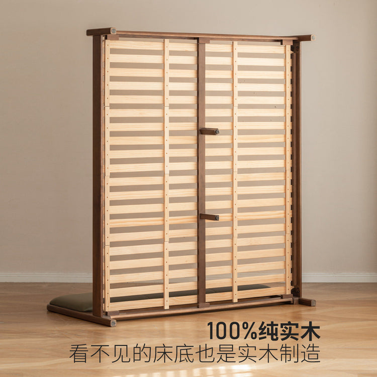实木复古双人床黑胡桃木软包床现代大板床1.8米卧室家具