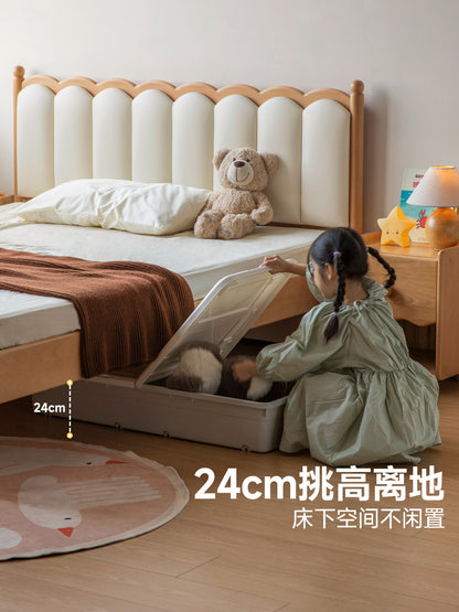 儿童床男孩女孩通用单人床简约软包床青少年卧室实木床