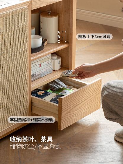 实木可移动茶水柜新中式餐边柜客厅沙发边柜茶桌茶台一体