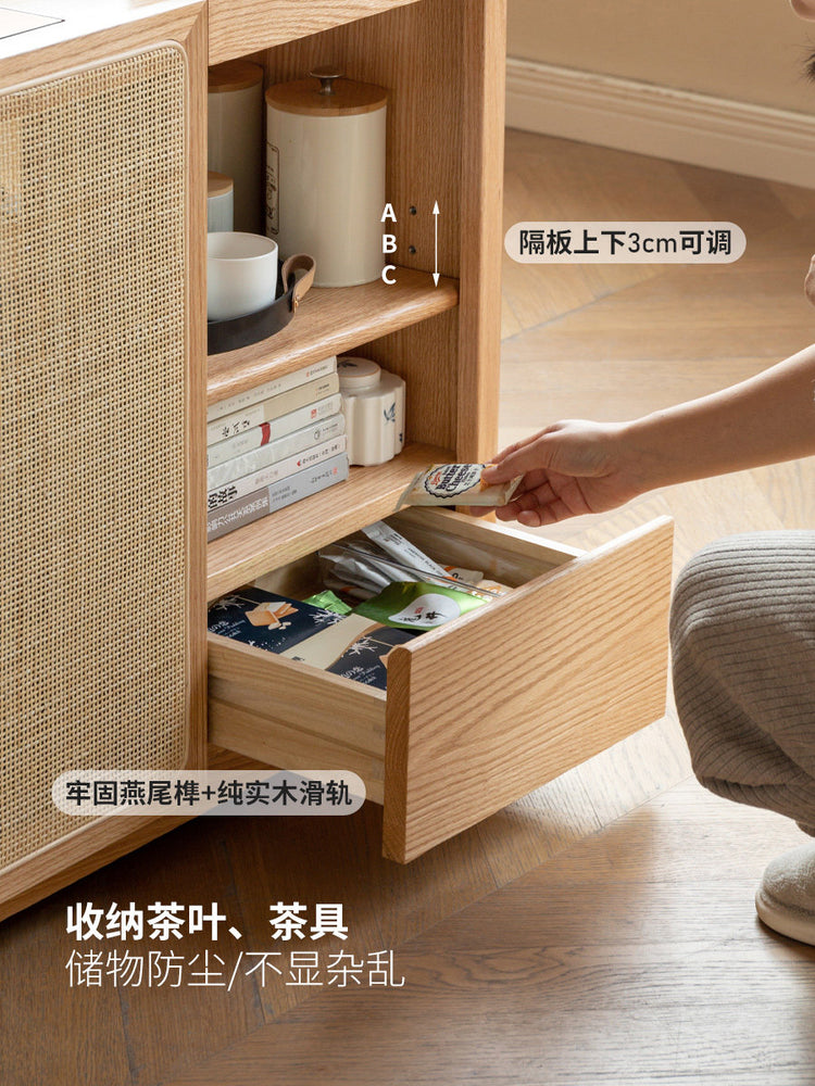 实木可移动茶水柜新中式餐边柜客厅沙发边柜茶桌茶台一体