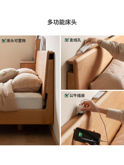 实木床日式樱桃木卧室大床现代简约双人床黑标新款