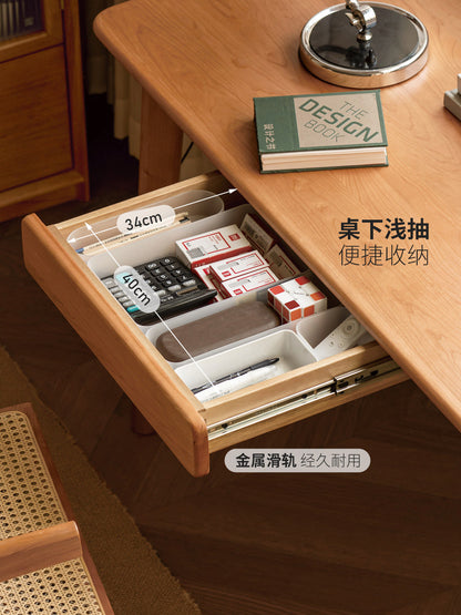 实木书桌带抽屉复古樱桃木电脑桌小户型学习桌办公桌