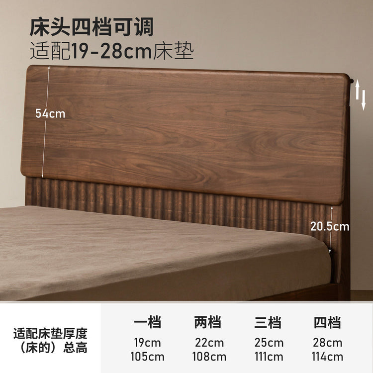 实木床意式轻奢大板床卧室1米8双人床黑胡桃木大床