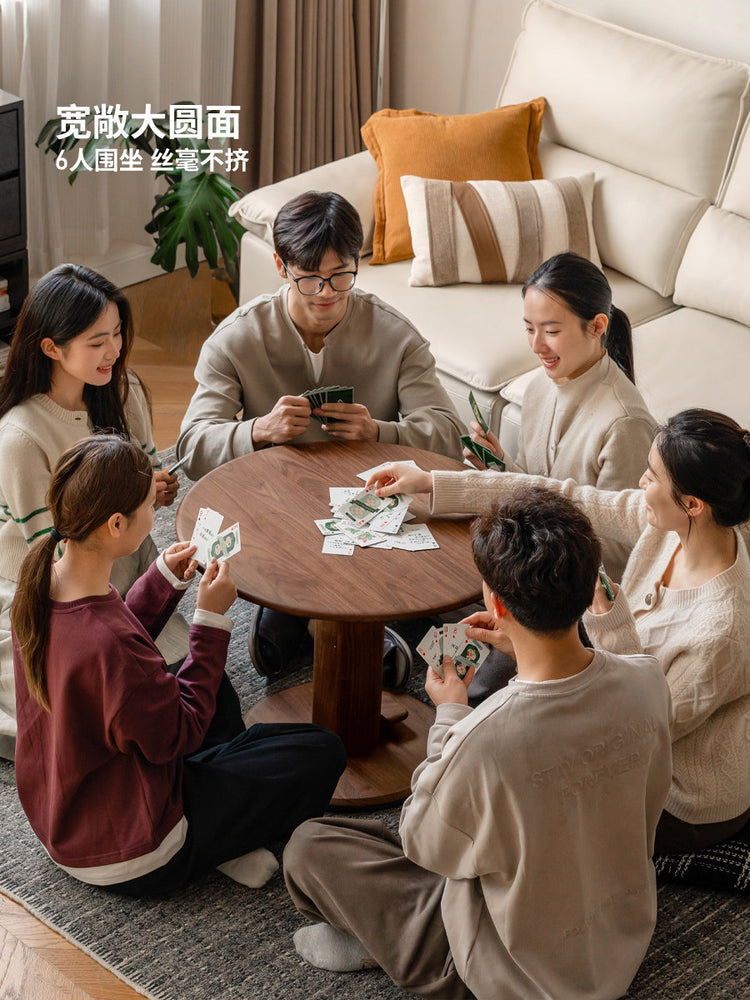 实木茶几现代简约沙发边桌客厅可升降圆几黑胡桃木圆桌
