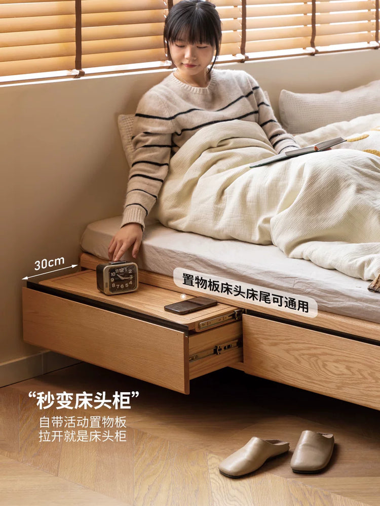 实木榻榻米床双人床日式抽屉收纳床简约橡木储物床抽拉床