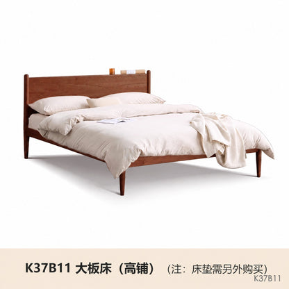 实木床现代简约樱桃木双人床日式卧室床1.5米床复古家具