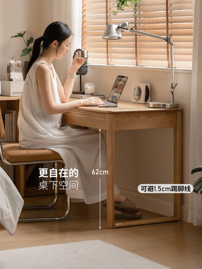 实木书桌现代简约书房带抽电脑桌白蜡木小户型学习桌