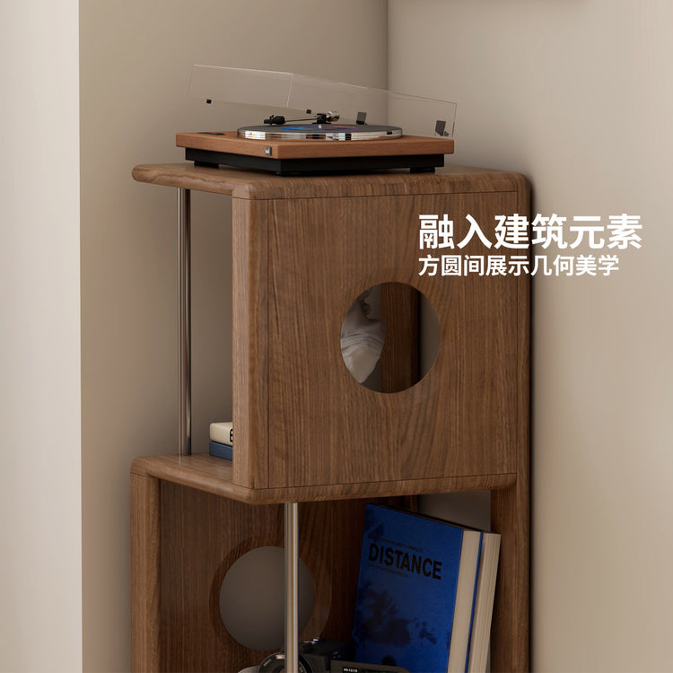 实木书架书房黑胡桃木收纳架移动展示柜小户型角落书柜