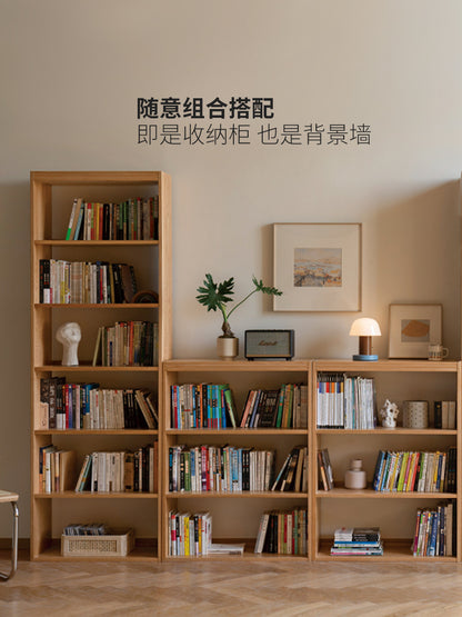 实木书架一体到顶落地置物架靠墙储物柜定制满墙书柜