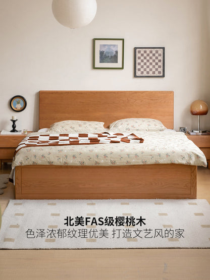 实木床现代简约樱桃木抽屉箱体床卧室气压储物高箱床