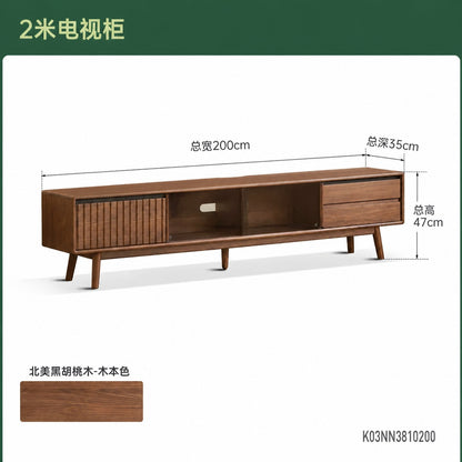 实木电视柜客厅意式轻奢收纳储物移门柜黑胡桃木地柜