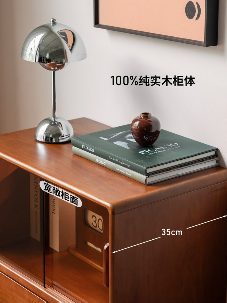 实木边柜客厅中古风抽屉储物柜落地展示柜收纳床边柜