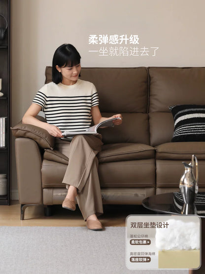 零靠墙电动客厅两用牛皮沙发多功能可调节真皮沙发