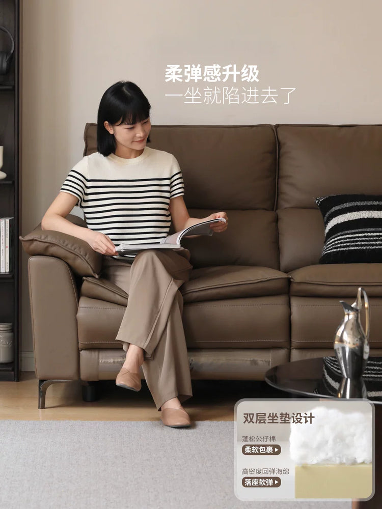 零靠墙电动客厅两用牛皮沙发多功能可调节真皮沙发