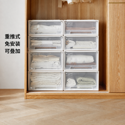 收纳箱抽屉式衣柜衣服整理箱塑料透明可叠加储物盒子